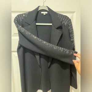 Cardigan Sweater black rhinestones sweater blazer style size medium
